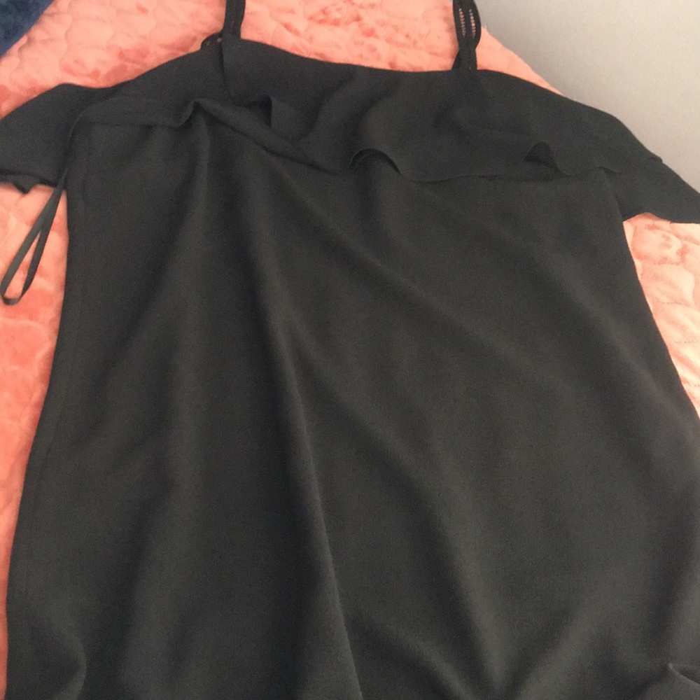 Black cold shoulder dress